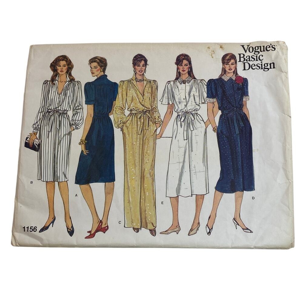 Vogue Basic Design 1156 80s Printed in USA 14-16-18 Sewing Pattern Uncut FF
